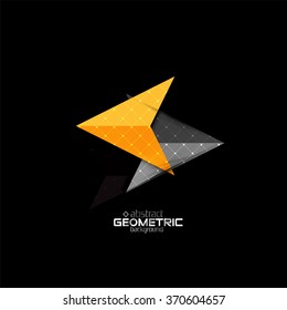 Colorful geometric shapes with texture on black. Modern futuristic abstract design template