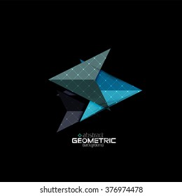 Colorful geometric shapes with texture on black. Modern futuristic abstract design template