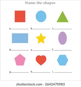 Formas geométricas coloridas com seu nome coleção de clip-arts isoladas no fundo branco para crianças pré-escolares. Formas de Aprendizagem Poster para Crianças. Planilhas com cores brilhantes e designs divertidos. 74º