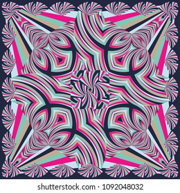 Colorful geometric shawl, scarf pattern. Vector abstract creative background for textile, surface, print design.