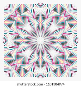 Colorful geometric shawl, scarf pattern. Vector abstract floral background for textile, surface, print design.