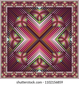 Colorful geometric shawl, scarf pattern. Vector abstract background for textile, surface, print design.