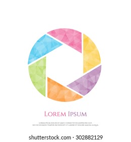 Colorful geometric shutter aperture logo. Vector illustration