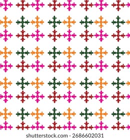 Colorful geometric snowflake pattern seamless repeating abstract background texture