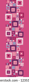 Colorful geometric squares vertical seamless pattern border