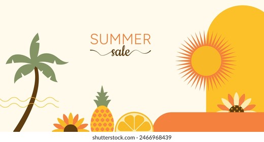 Colorful Geometric Summer Background. Summer Sale design. Vector illustration