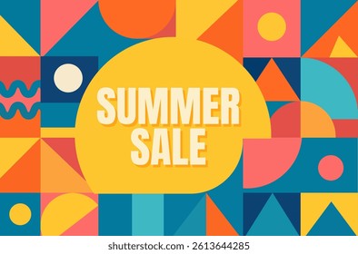 Colorful geometric summer sale abstract promotional background. Vector Illustration