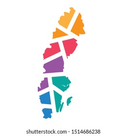 colorful geometric Sweden map- vector illustration