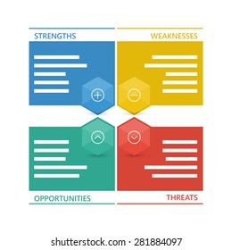 Colorful geometric swot business diagram chart. Vector graphic illustration template isolated on white background.
