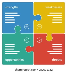 Colorful Geometric Swot Business Diagram Chart. Vector Graphic Illustration Template Isolated On White Background.