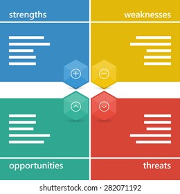 Colorful Geometric Swot Business Diagram Chart. Vector Graphic Illustration Template Isolated On White Background.