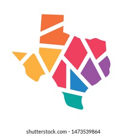colorful geometric Texas map- vector illustration