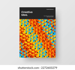 Colorful geometric tiles annual report layout. Vivid pamphlet A4 vector design illustration.