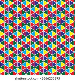 Colorful Geometric Triangle Pattern with Red Blue Yellow Green Purple seamless repeat