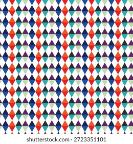 Fondo de Vector inconsútil geométrico colorido del patrón del triángulo con las Formas del diamante del arlequín para el diseño superficial textil y el papel digital.