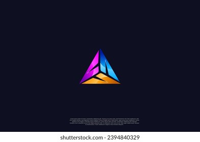 colorful geometric triangle recycle logo. Vector illustration design template