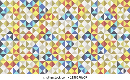 Colorful geometric triangle and square patterns abstract background