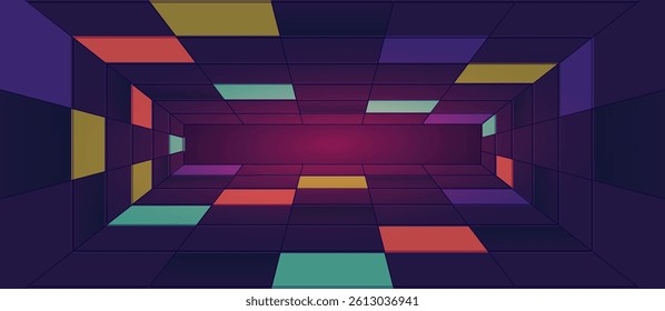 Colorful geometric tunnel with a glowing center