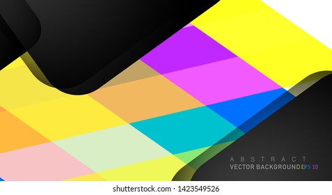 Colorful geometric vector backgrounds that overlap layers on black space for text and background designs