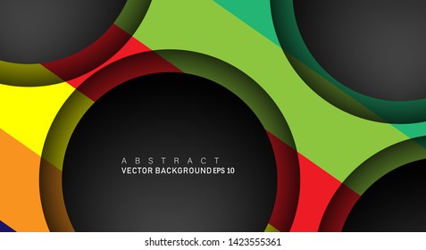 Colorful geometric vector backgrounds that overlap layers on black space circle for text and background designs