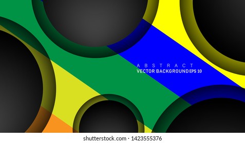 Colorful geometric vector backgrounds that overlap layers on black space circle for text and background designs