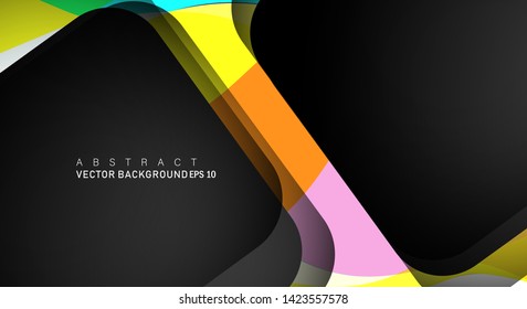 Colorful geometric vector backgrounds that overlap layers on black space for text and background designs