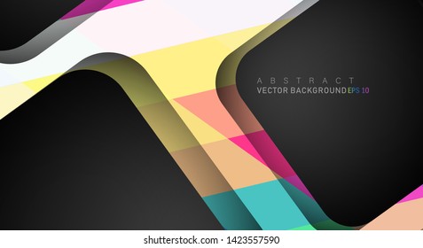 Colorful geometric vector backgrounds that overlap layers on black space for text and background designs