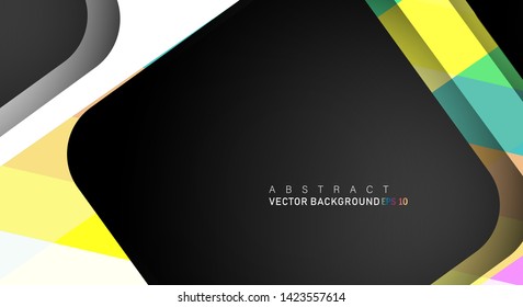 Colorful geometric vector backgrounds that overlap layers on black space for text and background designs