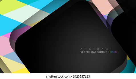 Colorful geometric vector backgrounds that overlap layers on black space for text and background designs