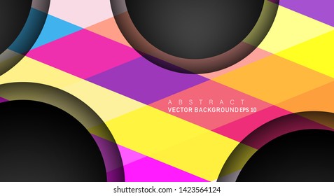 Colorful geometric vector backgrounds that overlap layers on black space circle for text and background designs