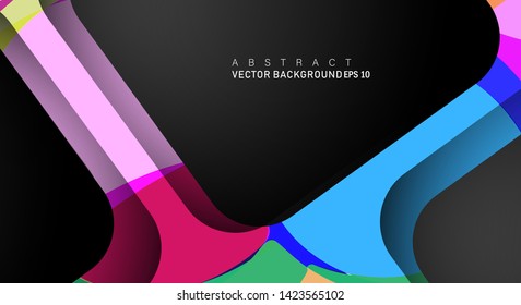 Colorful geometric vector backgrounds that overlap layers on black space for text and background designs