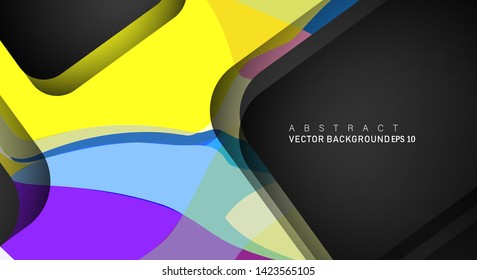 Colorful geometric vector backgrounds that overlap layers on black space for text and background designs
