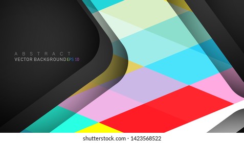 Colorful geometric vector backgrounds that overlap layers on black space for text and background designs