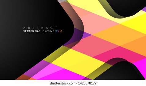 Colorful geometric vector backgrounds that overlap layers on black space for text and background designs