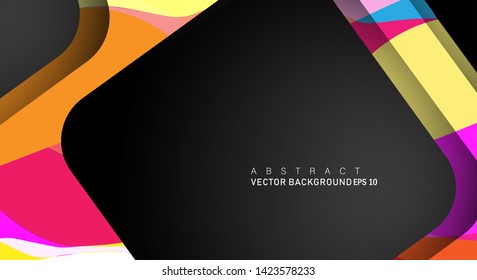 Colorful geometric vector backgrounds that overlap layers on black space for text and background designs