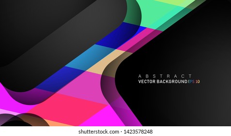 Colorful geometric vector backgrounds that overlap layers on black space for text and background designs