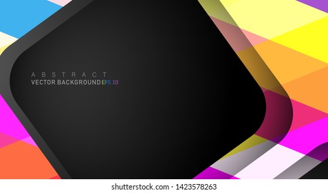 Colorful geometric vector backgrounds that overlap layers on black space for text and background designs