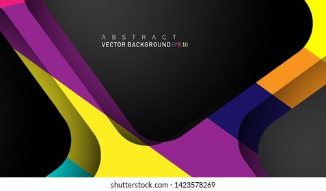 Colorful geometric vector backgrounds that overlap layers on black space for text and background designs
