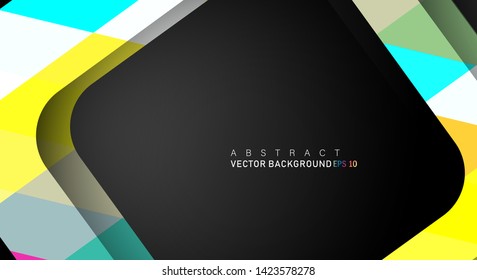 Colorful geometric vector backgrounds that overlap layers on black space for text and background designs