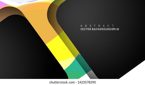 Colorful geometric vector backgrounds that overlap layers on black space for text and background designs