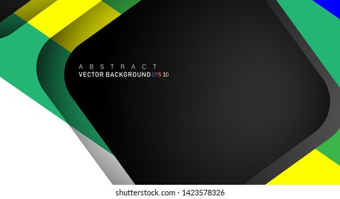 Colorful geometric vector backgrounds that overlap layers on black space for text and background designs
