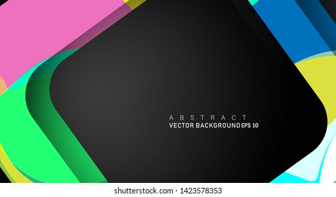 Colorful geometric vector backgrounds that overlap layers on black space for text and background designs