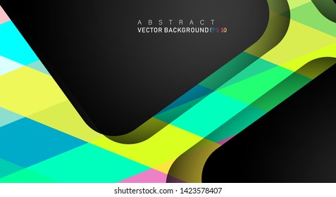 Colorful geometric vector backgrounds that overlap layers on black space for text and background designs