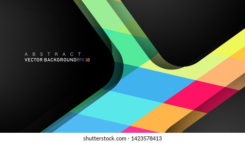 Colorful geometric vector backgrounds that overlap layers on black space for text and background designs