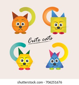 Colorful geometric vector cats