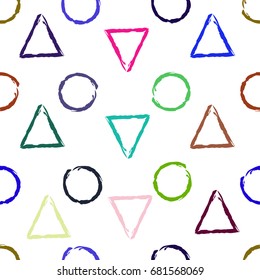 Colorful geometric vector pattern on white background. Form a triangle and circle.