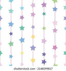 Colorful geometric vector pattern, seamless repeat, vertical stripes with stars, abstract background