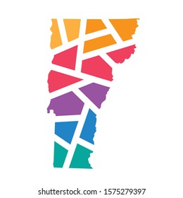 colorful geometric Vermont map- vector illustration