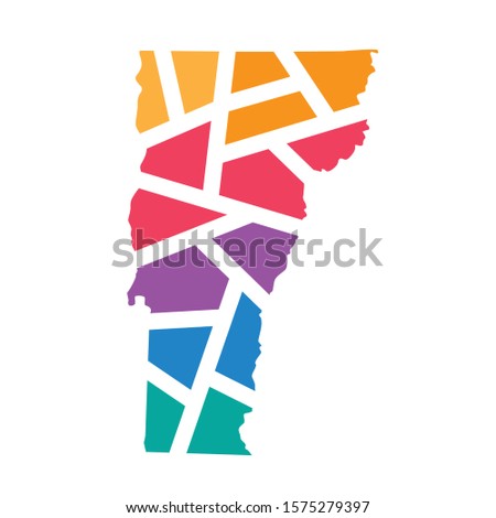 colorful geometric Vermont map- vector illustration
