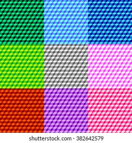 Colorful Geometric Volume Seamless Pattern Background Set Vector Illustration